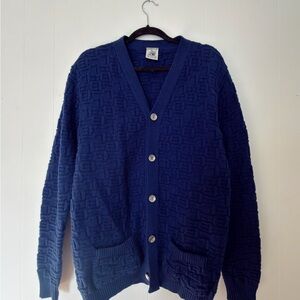 SNS Herning Deep Blue Textured Cardigan - XL